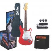 Pack Guitarra Electrica Amplificador Y Accesorios Caliber Mod. Gc Rojo