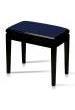 BANQUETA FIJA HIDRAU MODEL BF11 CAJON NEGRO BRILLO TAPIZADO AZUL