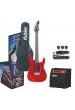 PACK GUITARRA ELECTRICA AMPLIFICADOR Y ACCESORIOS CALIBER MOD. JS ROJO